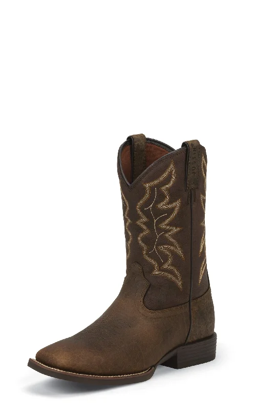 Vintage - style men's cowboy boots with a square toeJustin Mens Pebble Brown Leather Western Boots 11in Cowboy