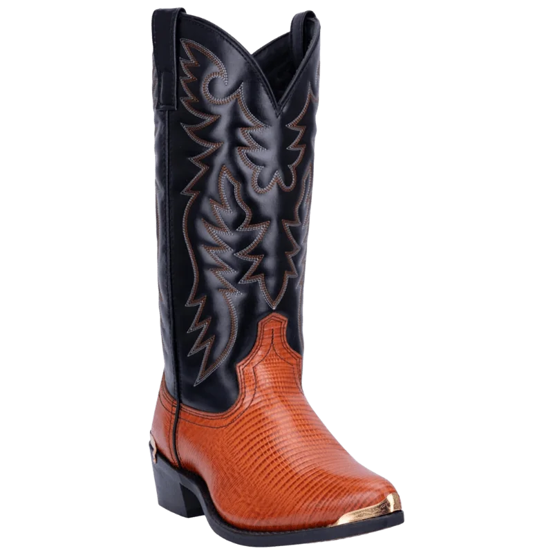 Men's cowboy boots with a rubber sole for tractionLaredo Men's Atlanta Peanut/Black Leather Cowboy Boots 68086
