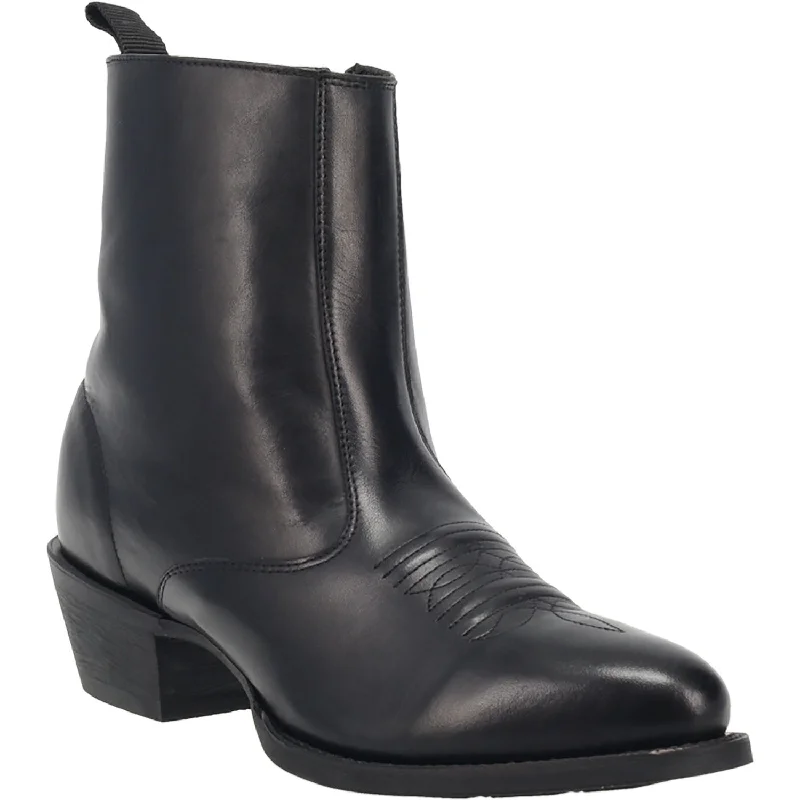 Men's cowboy boots with a tooled leather designLaredo Mens Black Fletcher 7in Zip Ankle Boots Leather