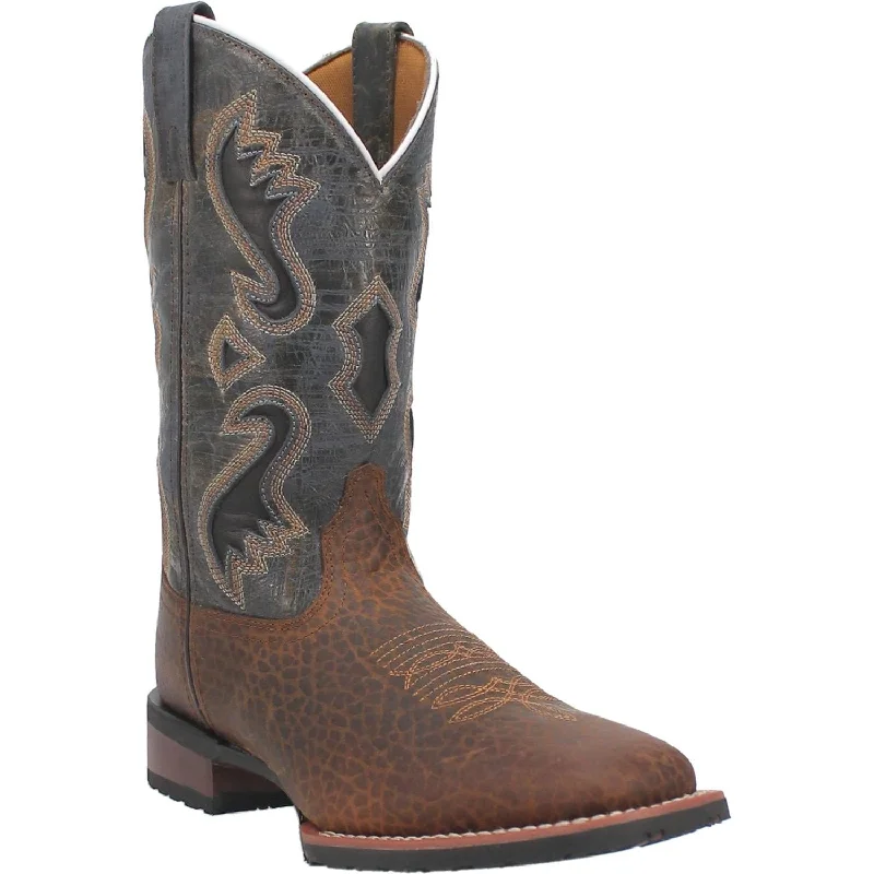 Men's cowboy boots with a leather lining for comfortLaredo Men's Smoke Creek Blue Denim/Tan Leather Cowboy Boots 7975