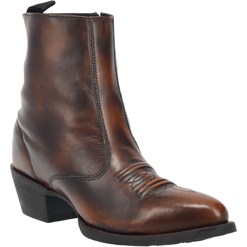 Men's cowboy boots with a decorative inlayLaredo Mens Tan Fletcher 7in Zip Ankle Boots Leather