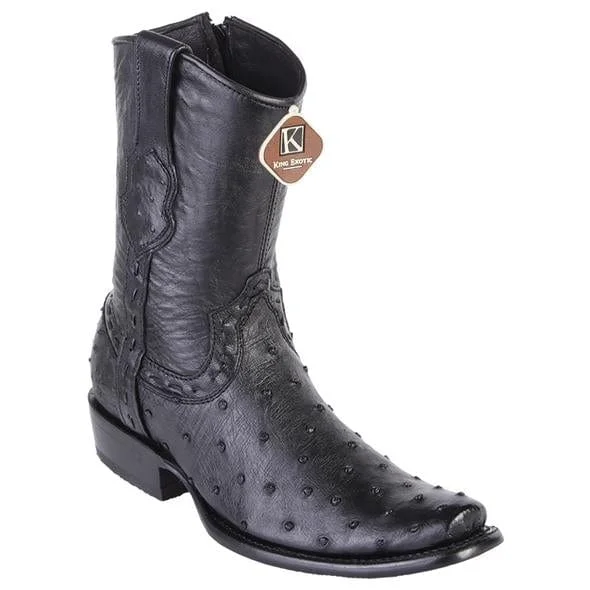 Men's ankle boots in a trendy burgundy colorMen's King Exotic Original Ostrich Skin Dubai Style Short Boot 479B0305