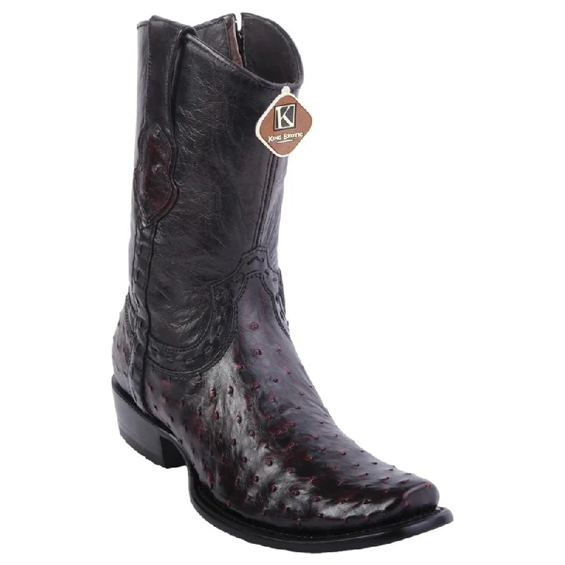 Lace - up men's ankle boots with a distressed finishMen's King Exotic Original Ostrich Skin Dubai Style Short Boot 479B0318