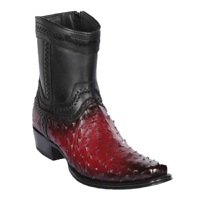 Leather - lined men's ankle boots for a luxurious feelMen's Los Altos Original Ostrich Skin European Toe Short Boot 76B0343