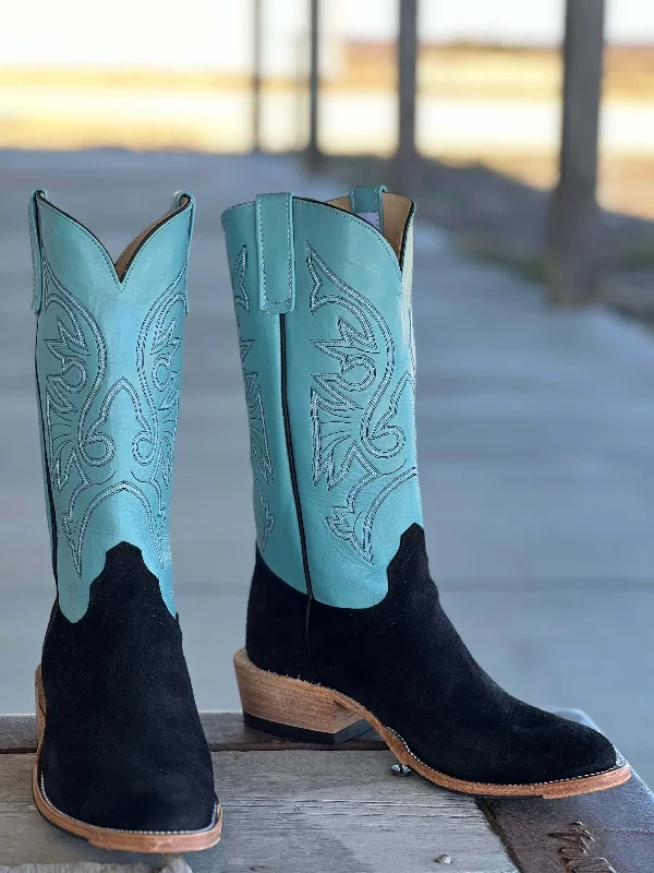 Men's cowboy boots with a spur ledgeOlathe Boot Co. | Black Wyoming J Toe Boot