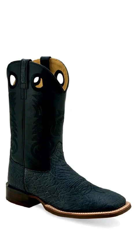 Men's cowboy boots with a rubber sole for tractionOld West Mens Broad Square Toe Black/Black Leather Cowboy Boots