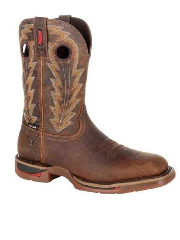 Men's cowboy boots with a concho belt detailRocky RKW0278 Mens Long Range Waterproof Work Boot Distressed Brown