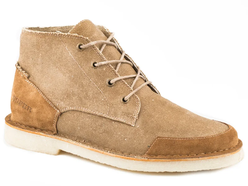Men's cowboy boots with a silver - toned buckleRoper Crepe Mens Waxy Tan Leather Everett Ankle Boots