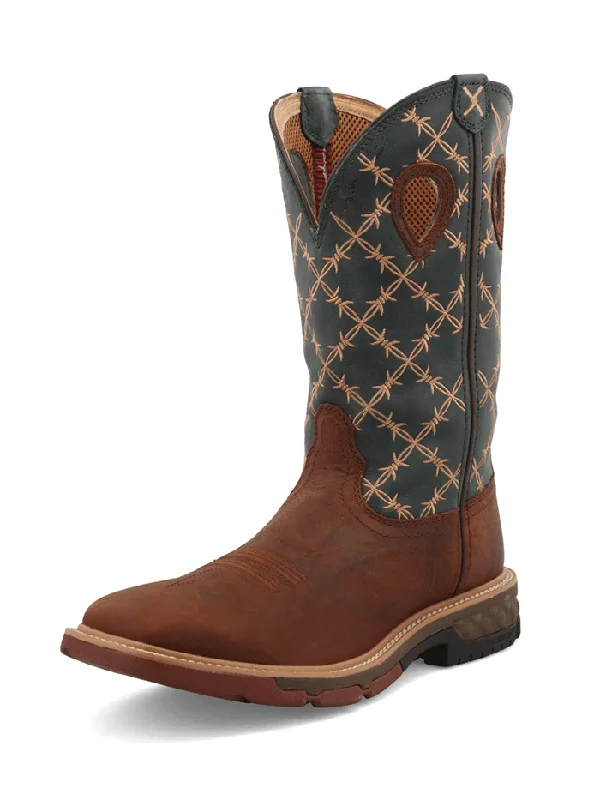 Men's cowboy boots with a suede shaftTwisted X MXB0005 Mens Western Work Boot Mocha & Slate - 14.5