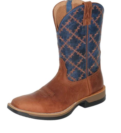 Men's cowboy boots with a snake - skin textureTwisted X Saddle and True Blue TECH X Zipper Boot