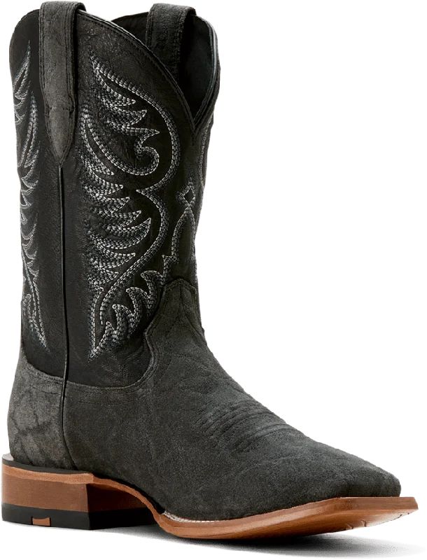 Alligator - embossed men's western boots for a bold statementAriat Men's Black Elephant Roughout Wiley Cowboy Boot