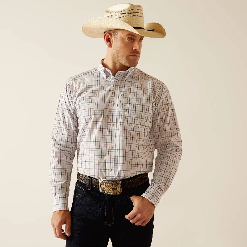 Men's western boots with a leather lining and a padded insoleAriat® Men's Pro Series "Dan" Classic Fit Western Shirt - White