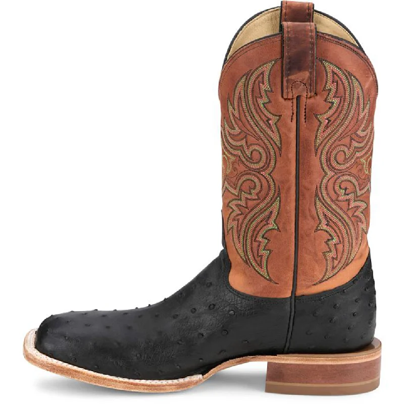Men's western boots with a suede shaft and a leather soleJustin Men's Moseley Full Quill Ostrich Boot