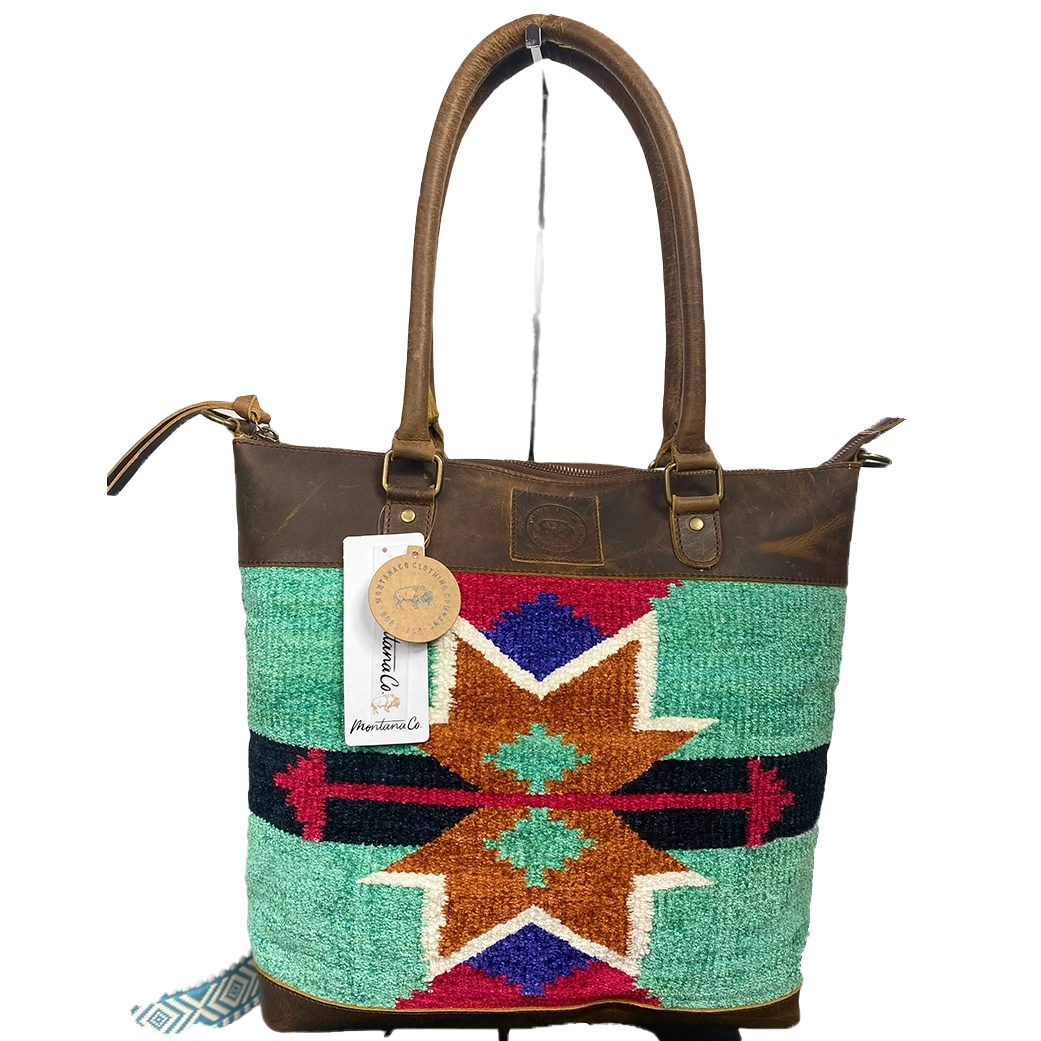 Men's western boots with a silver - toned hardware and accentsMontana Co Aztec with Concealed Carry Tote Bag