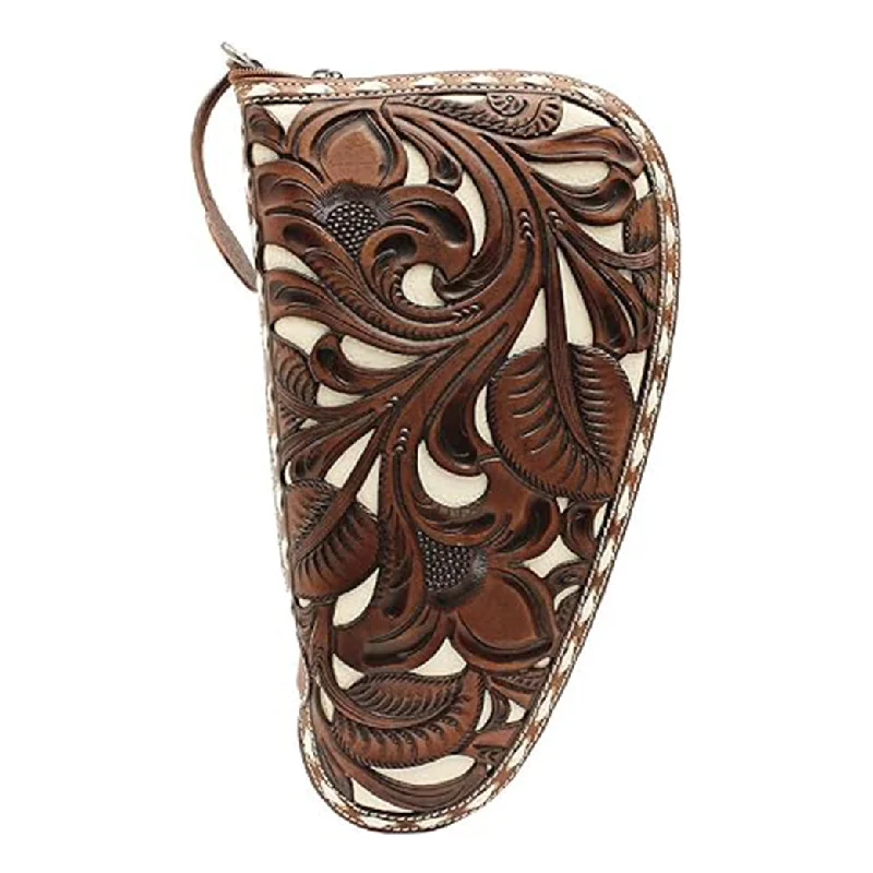Men's genuine leather western boots with a snake - skin inlayNocona Floral Leather Inlay Handgun Case