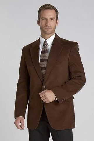 Men's western boots with a suede shaft and a leather soleCircle S Men's Microsuede Sport Coat Dark Brown CC4625-27