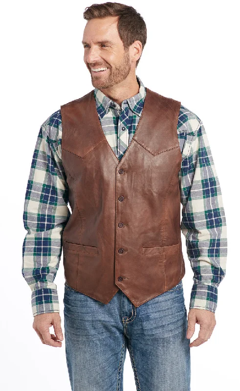 Men's western boots with a silver - toned hardware and accentsCripple Creek Mens Vintage Brown Button Lamb Vest ML3064-91
