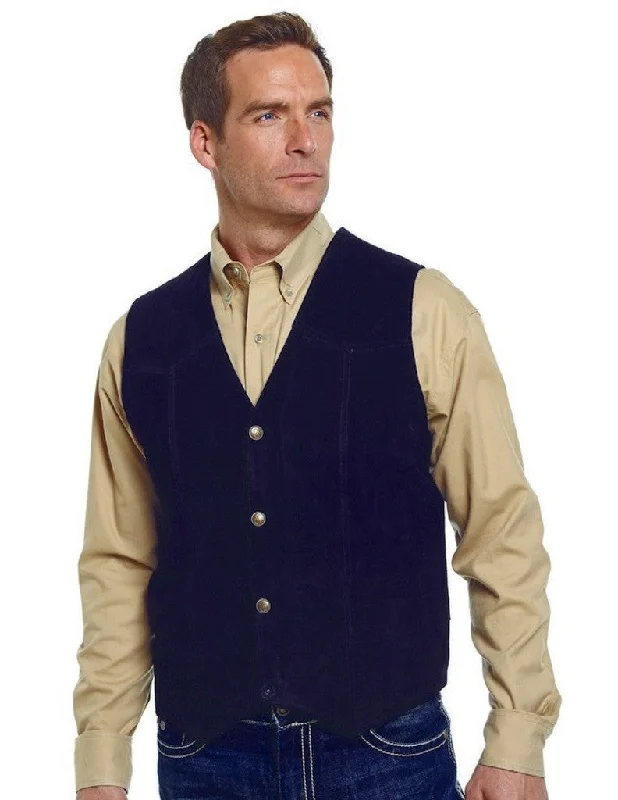 Men's western boots with a high - quality leather upper and a suede liningCripple Creek Mens Suede Leather Snap Western Vest ML3061-41 Black
