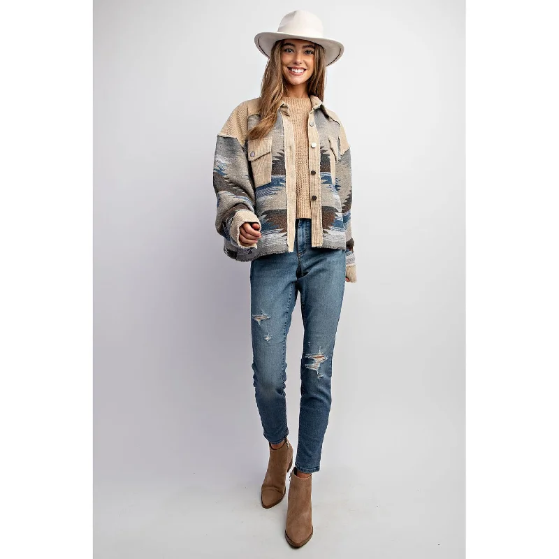 Western - style men's boots with intricate tooling and stitchingSweet Generis Women's Aztecs Shacket