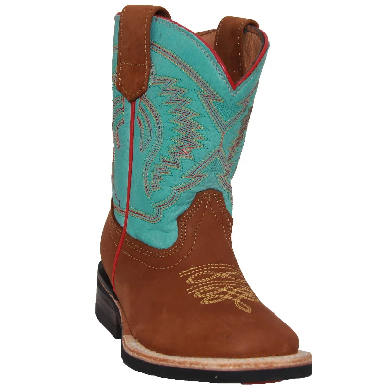 Men's western boots with a scalloped edge and a pull - on strapLittle Girls Leather Cowboy Western