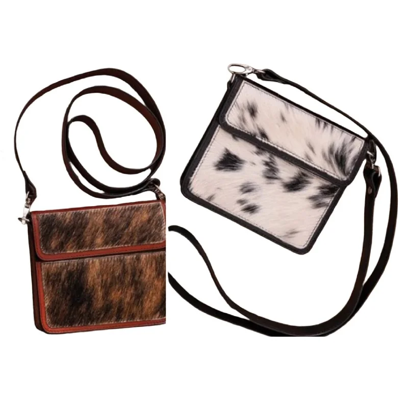 Men's western boots with a high - heeled design and a pointed toeAustin Accent Leather Cowhide Crossbody