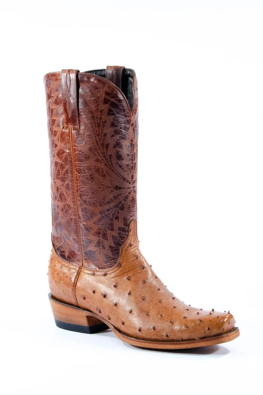 Men's western boots with a distressed leather finish for a rugged lookAllens Brand - Full Quill Ostrich - Cognac