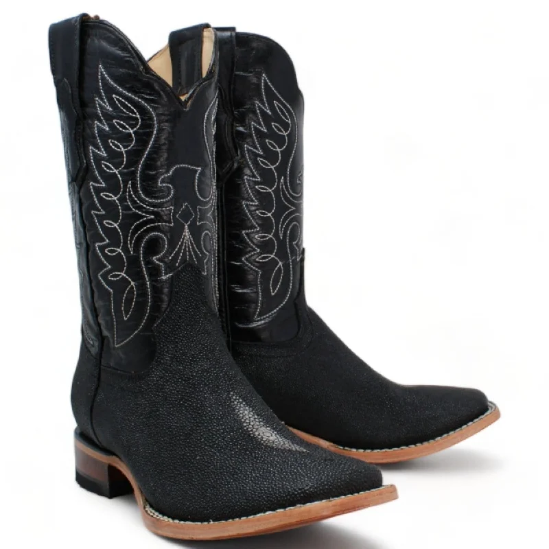 Men's western boots with a leather lining and a padded insoleMen's Quincy Single Pearl Stingray Print Rodeo Square Toe Boots Q8221205