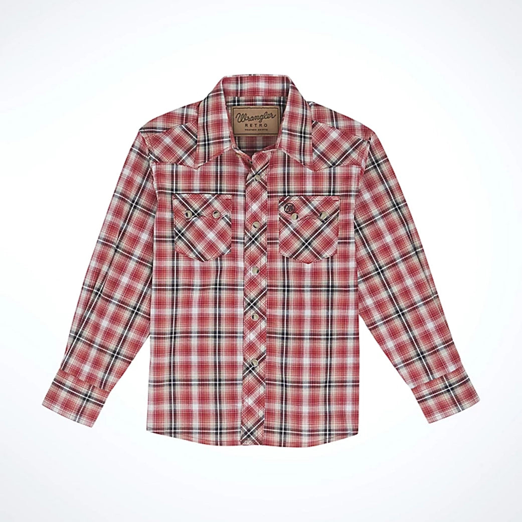 Men's western boots with a high - quality leather upper and a suede liningWrangler Boy's Retro Pearl Snap Button Down