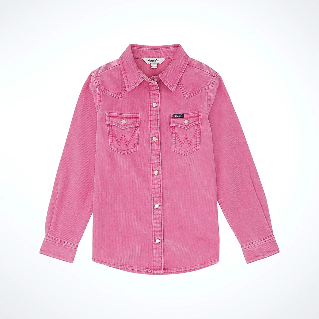 Men's western boots with a scalloped edge and a pull - on strapWrangler Girl's Corduroy Pearl Snap Shacket