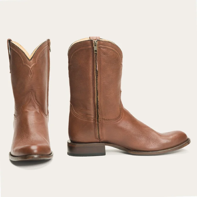 Men's western boots with a leather - wrapped heel and a smooth finishRancher Zip Roper
