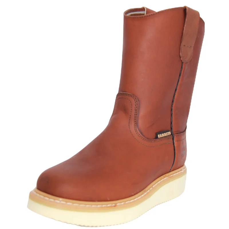 Men's western boots with a tooled leather design on the shaftMen's Soft Toe Leather Work Boot-315