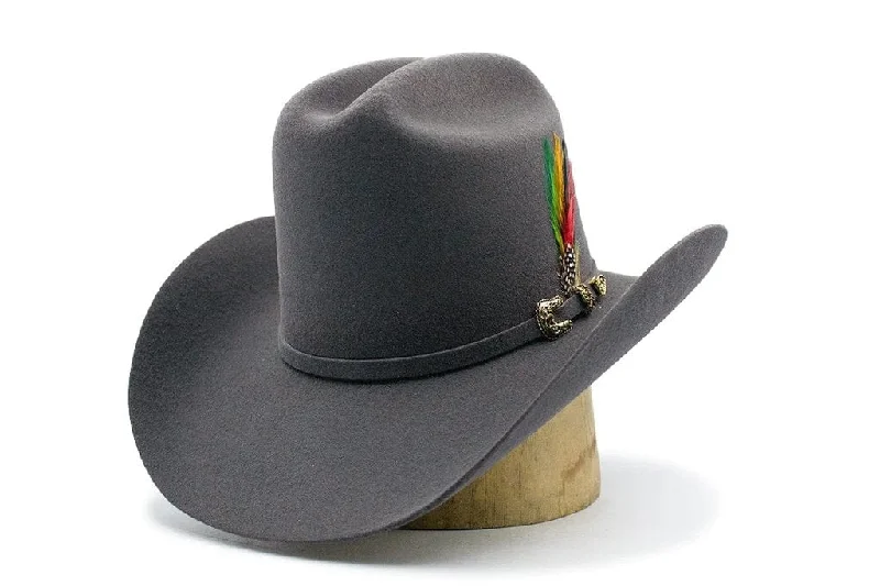 Western - style men's boots with intricate tooling and stitchingTombstone 20X Cowboy Felt Hat Los Dos Carnales Shape Granite Gray TOM-2408