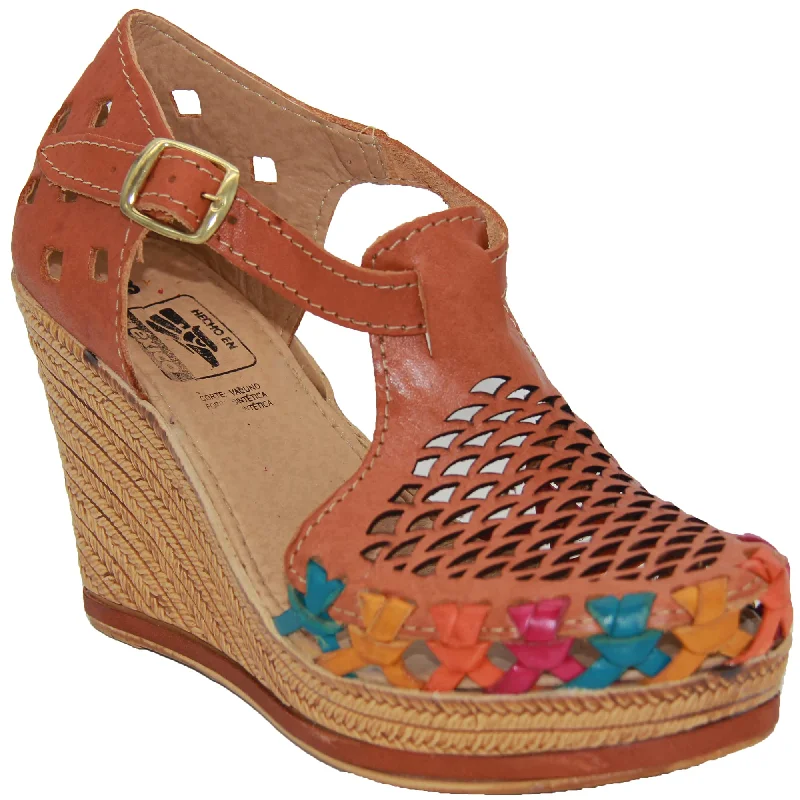 Men's western boots with a suede shaft and a leather soleWomen's Leather Mexican Huarache Wedge Sandal