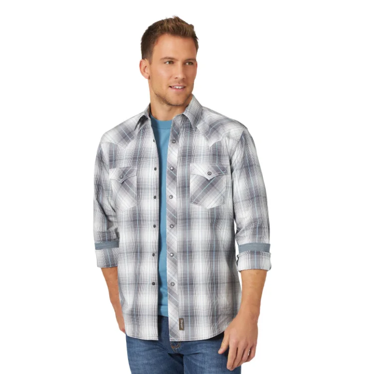 Men's western boots with a suede shaft and a leather soleWrangler Men's Western Shirt - #MVR526X