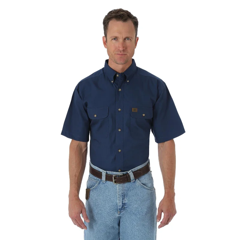 Men's western boots with a scalloped edge and a pull - on strapWrangler® RIGGS WORKWEAR® Short Sleeve Ripstop Work Shirt - Navy