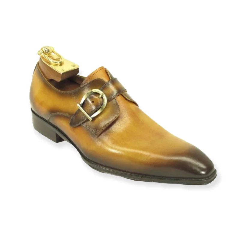 Men's formal shoes with a narrow toe boxCARRUCCI: Burnished Monk Strap KS503-35