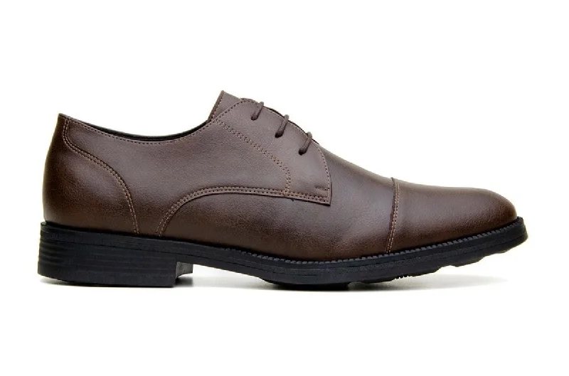 Men's formal shoes with a contrast stitching detail'Roma' classic vegan leather derby by Vincente Verde -  espresso