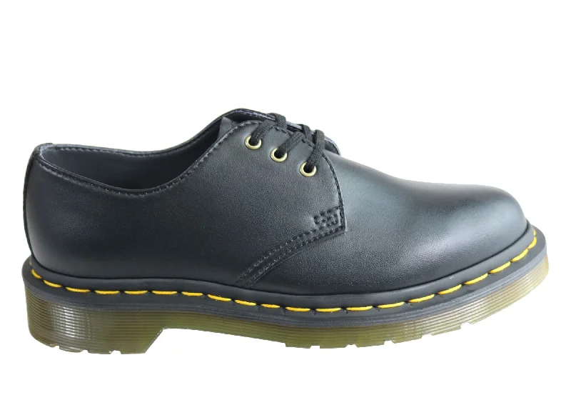 Men's formal shoes with a wingtip designDr Martens Vegan 1461 3 Eye Black Lace Up Comfortable Unisex Shoes