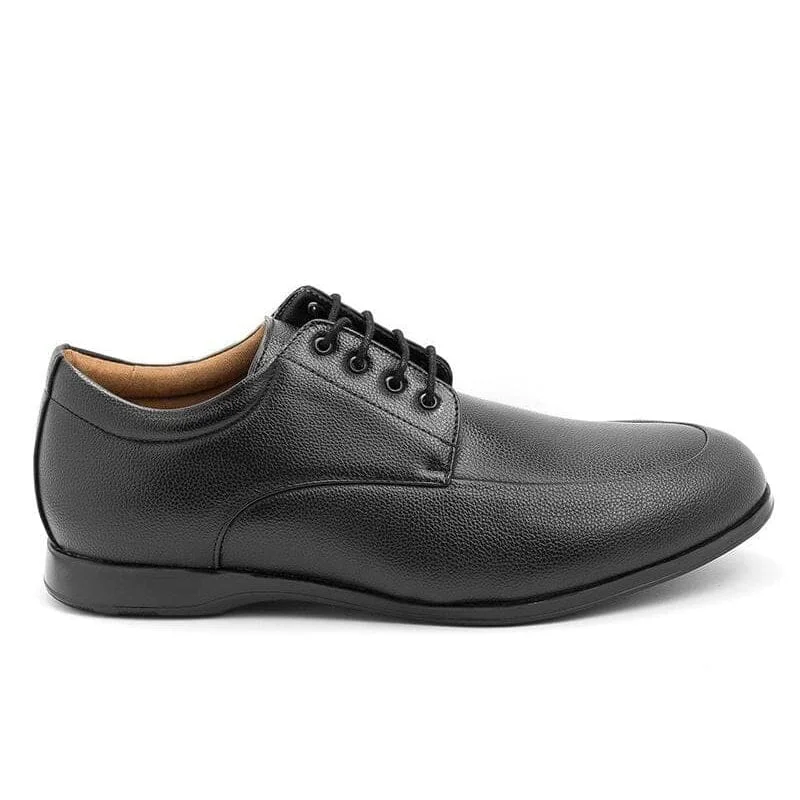 Brogue - style men's formal shoes for a sophisticated look'James' men's wide-fit (EEE) vegan-leather shoe by Ahimsa - black