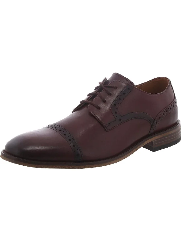 Men's leather formal Oxford shoes with a cap toeLamont Cap Mens Leather Lace-Up Derby Shoes