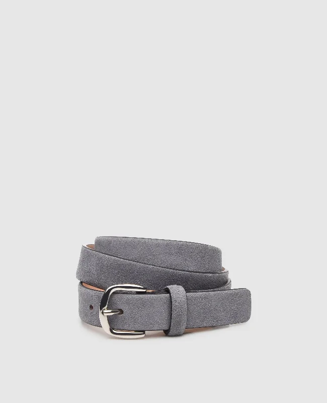 Men's boat shoes with a flexible sole for easy movementVelour Leather Belt in Gray - Grey