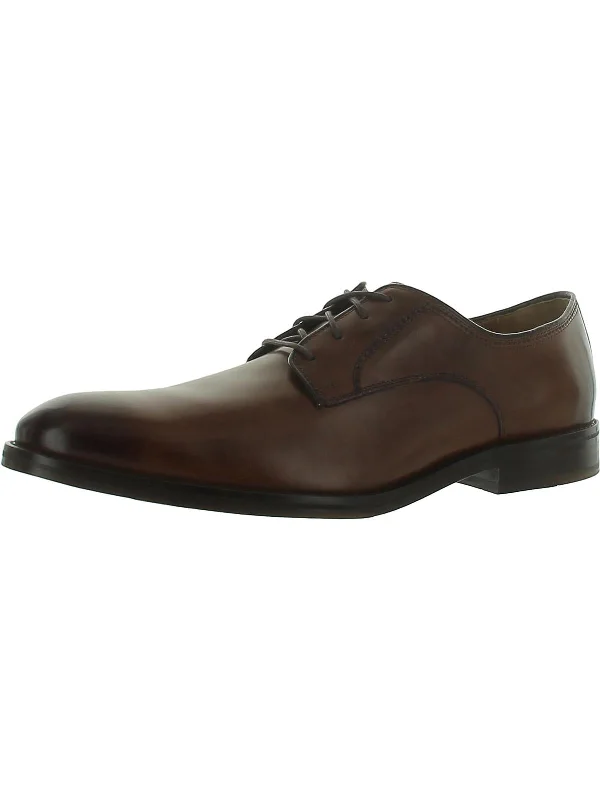 Men's leather formal Oxford shoes with a cap toeMeade Mens Leather Slip On Oxfords