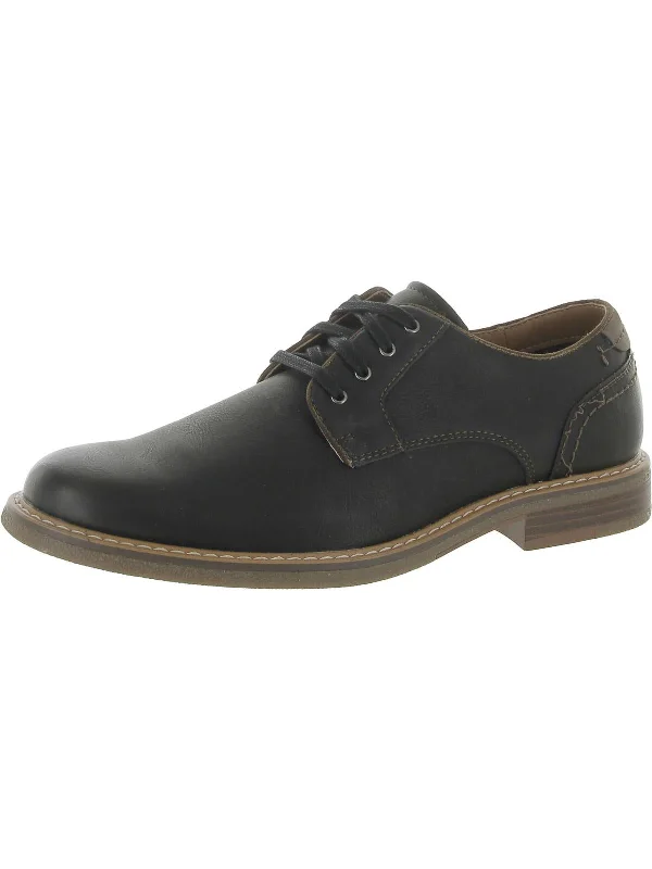 Men's formal shoes with a rubber heel cap for durabilityMens Faux Leather Burnished Oxfords