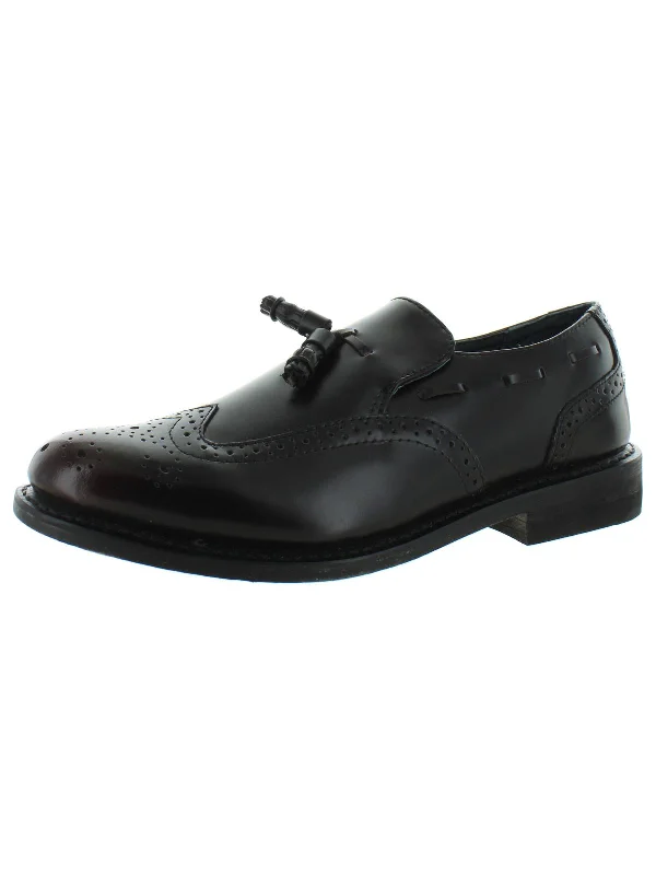 Men's formal shoes with a polished shineMens Leather Slip On Wingtip Shoes