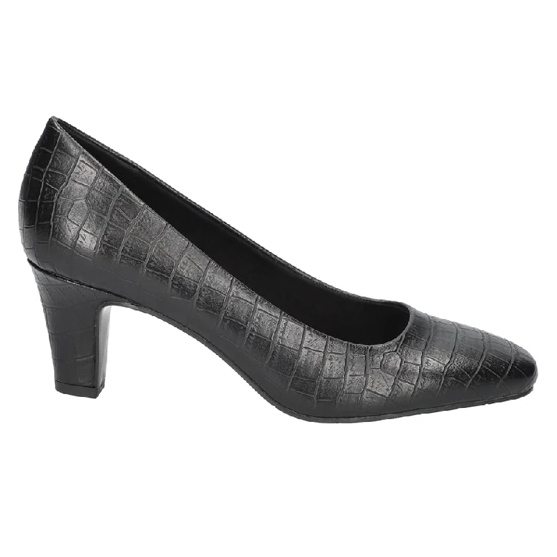 Patent leather men's formal shoes for a dressy occasionPoet Croc Embossed Square Toe Pumps