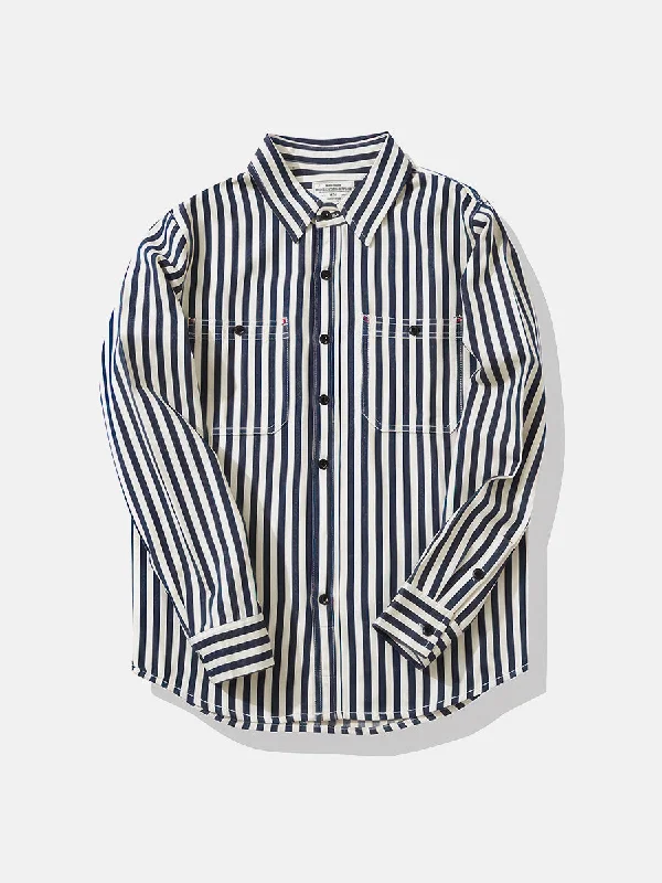 Men's formal shoes with a lace - up closurePure Cotton Retro Style Striped Shirt