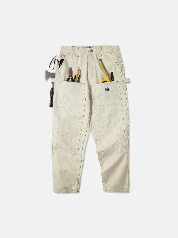 Men's formal shoes with a rubber heel cap for durabilityRetro White Lumberjack Pants